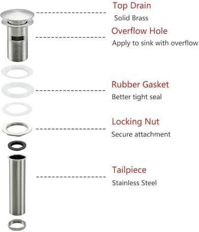 RANDOM Brushed Nickel Pop Up Sink Drain Stopper - Image 5