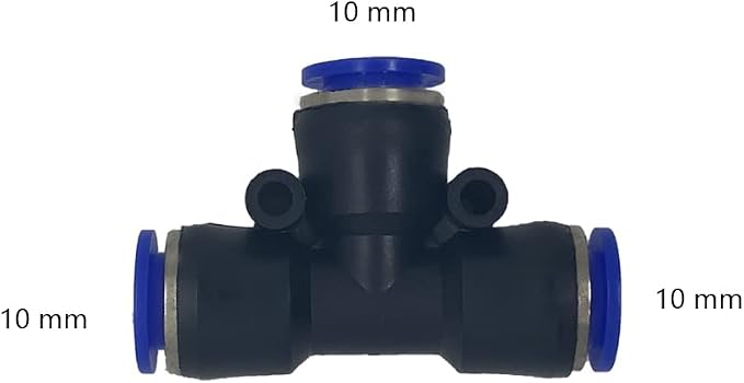 5 Pcs 10mm x 10mm x 10mm Pneumatic T Shaped 3 Way Tube Reducer Connector - Image 2
