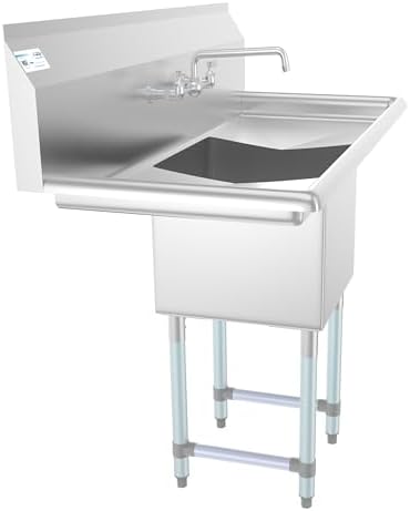 KoolMore 1 Compartment Stainless Steel NSF Commercial Kitchen Prep & Utility - Image 4