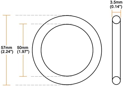 uxcell Nitrile Rubber O-Rings 57mm OD 50mm ID 3.5mm Width, Metric Nitrile - Image 3