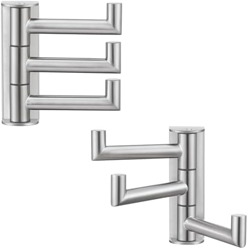 Angle Simple Brushed Nickel Towel Hooks, Swivel Coat Wall Hook, 2 Pack by AngleSimple