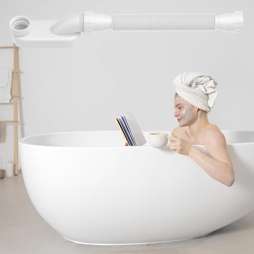 2 Pack Flexible Bathtub Drain Kit, 1-1/2 Inch Low Profile Flat P Trap, - Image 4