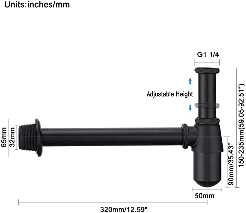 Bathroom Basin Sink Bottle Trap Waste Pipe 1-1/4 inch Slip Inlet Drain Tube Kit - Image 5