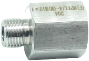 1 Piece 1/4" NPT Pipe Female x M10 x1 Male Metric Gauge Adapter Stainless 304 by CDQBWKJGFJ