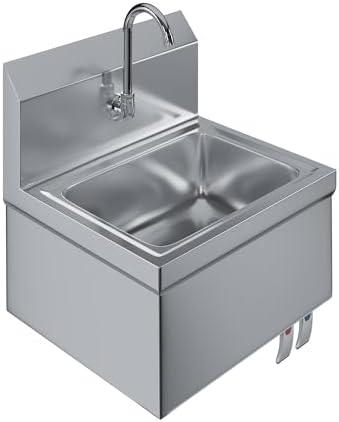 Stainless Steel Hands Free Wall Mounted Hand Sink 17 in. x 15 in. by AmGood