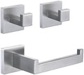 Toilet Paper Holder Set with 2 Square Robe Hooks, Brushed Nickel by Unknown