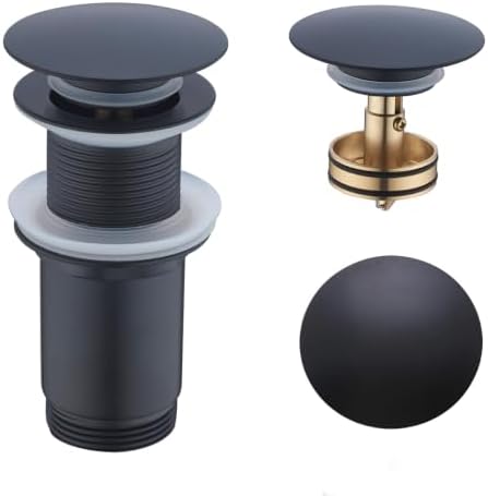 Matte Black Pop Up Sink Drain Without Overflow, SWHYGER Black Sink Drain Kit by SWHYGER