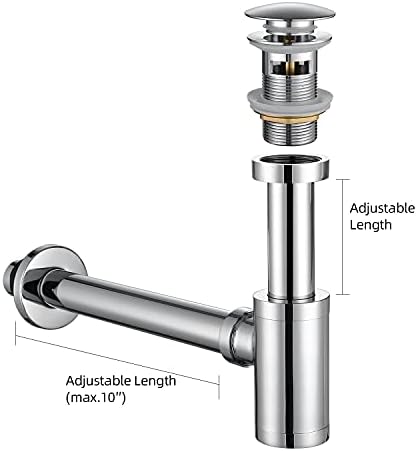 Bathroom Sink Stopper P-Trap Complete Set Adjustable 1-1/4 Sink Drain Kit Tube - Image 2