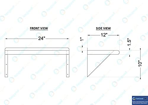 AmGood 12 in. x 24 in. Stainless Steel Wall Mount Shelf - Image 5
