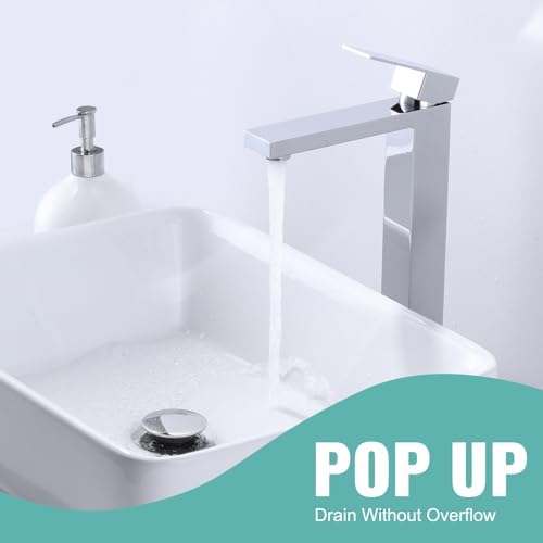 Bathroom Sink Drain Without Overflow, ARCORA Chrome Pop Up Drain - Image 5