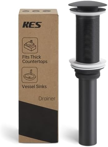 KES All Metal Pop Up Drain Without Overflow, Extended Thread by KES
