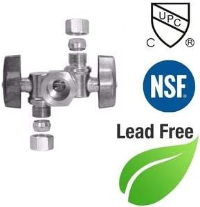 5/8" OD Comp X 3/8" Comp X 1/4" Comp Double Handles 1/4 Turn Angle Stop Water - Image 3