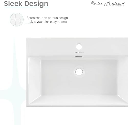 Claire 24" Rectangle Wall Mount Bathroom Sink in Glossy White - Image 7
