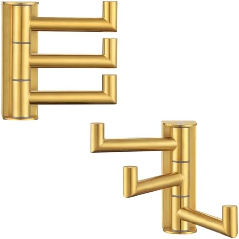 Angle Simple Towel Hooks, Swivel Bathroom Hook, Brushed Dark Gold, 2 Pack by AngleSimple