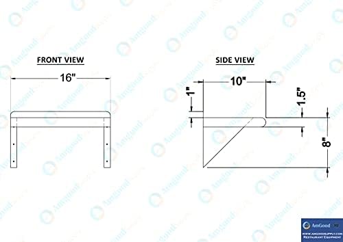 AmGood 10 in. x 16 in. Stainless Steel Wall Mount Shelf - Image 5