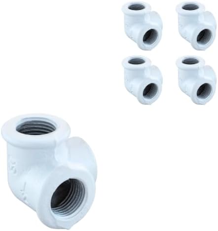 1/2" 3-WAY ELBOW Industrial Threaded Black Iron Pipe Fittings; White Satin by PRIMPIPEWORKS