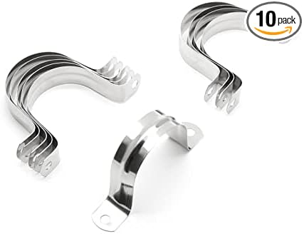 10Pcs 2-3/8 Inch Stainless Steel Conduit Clamps | Two Hole Strap, U Bracket by Jersvimc