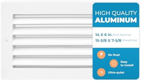 Rustproof 14x6 Aluminum Vent Cover – Quiet Return Air Grille by Air360