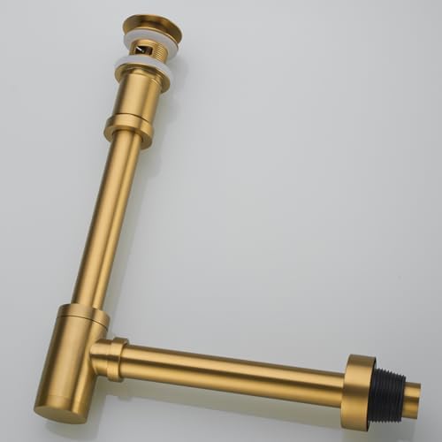 RANDOM Brass P Trap with Bathroom Sink Stopper Kit With Overflow, Champagne - Image 5