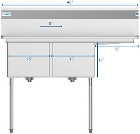 KoolMore - SB151512-15R3 2 Compartment Stainless Steel NSF Commercial Kitchen - Image 5