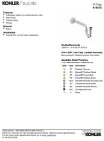 KOHLER P TRAP 1-1/4" X 1-1/4" W/XTN - Image 3
