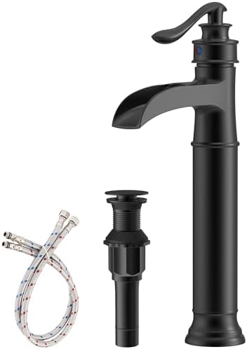 Matte Black Vessel Sink Faucets Waterfall Bathroom Faucet Single Handle by Homevacious