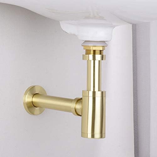 Brass Round Bottle P Trap, Basin Sink Waste Trap Drain Tube Kit Adjustable - Image 6