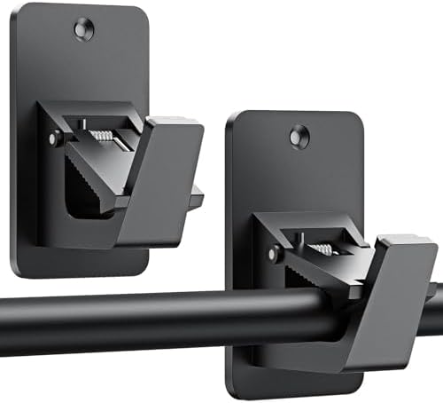No Drill Curtain Rod Brackets, Universal Curtain Rod Holder, 2 Pack Self by EKOTTOK