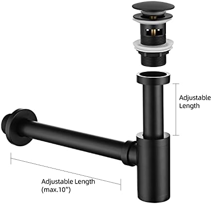 Bathroom Sink Stopper P-Trap Complete Set Adjustable 1-1/4 Sink Drain Kit Tube - Image 2