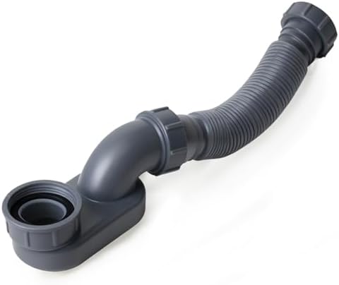 Low Profile 1 1/2" P Trap Flexible Bathtub & Shower Drain Pipe, Flat P Trap Kit by Azucyzi
