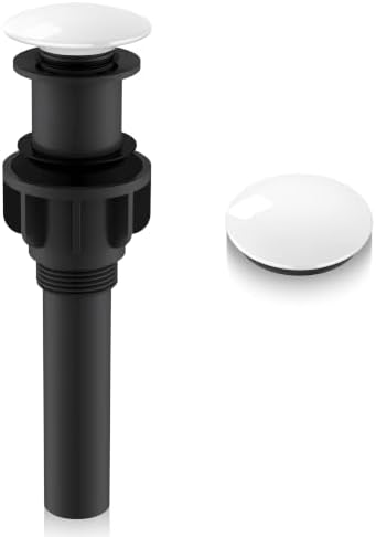 KENES White Bathroom Sink Drain Without Overflow, Ceramic Pop Up Sink Drain by KENESBathroomKitchen