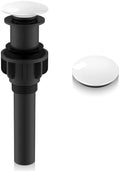 KENES White Bathroom Sink Drain Without Overflow, Ceramic Pop Up Sink Drain by KENESBathroomKitchen