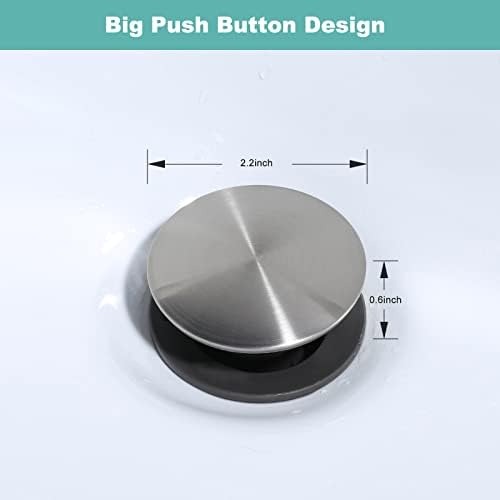 Bathroom Sink Drain Without Overflow, ARCORA Brushed Nickel Pop Up Drain - Image 6