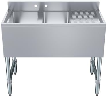 AmGood 36 in. x 19 in. Two Compartment Under Bar Sink - Image 2