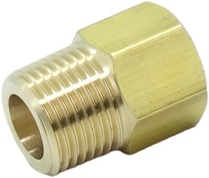 1 Piece Brass Pipe Fitting 3/8 NPT Male to M14 x 1.5 Female Metric Adapter by HongBoW+Hardware