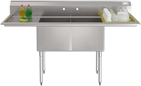KoolMore 72 in. 18-Gauge 2-Compartment Commercial Sink - Image 2