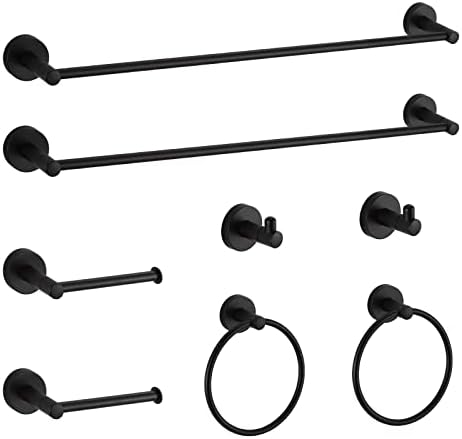 BGL Bathroom Hardware Set Black Bathroom Accessory Set Towel Bar 8 Pieces by BGL