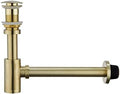 Brass P Trap with Bathroom Sink Stopper : 1-1/4 Sink Drain Round Bottle Trap by Heixutas