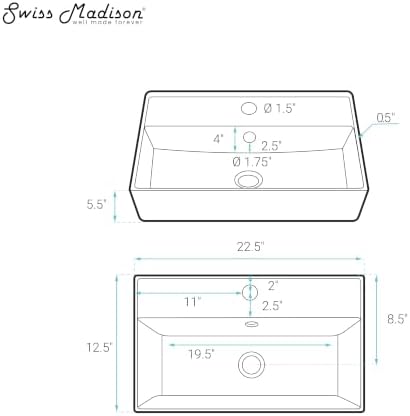 Claire 22” Rectangle Wall-Mount Bathroom Sink in White Marble - Image 4
