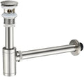 1-1/4" Solid Brass Bottle Trap Pop-Up Sink Drain Kit Brushed Nickel by MENATT