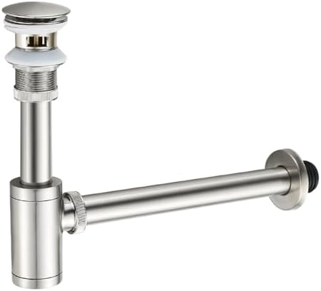 1-1/4" Solid Brass Bottle Trap Pop-Up Sink Drain Kit Brushed Nickel by MENATT