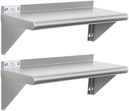 Hally Stainless Steel Shelf 2 Pack Wall Mounted Metal Shelves 10"x24" NSF by HallySinksTablesH