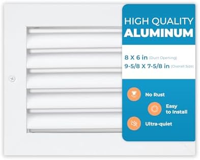 Rustproof 8 x 6 Inch Aluminum Vent Cover – Quiet Return Air Grille by Air360