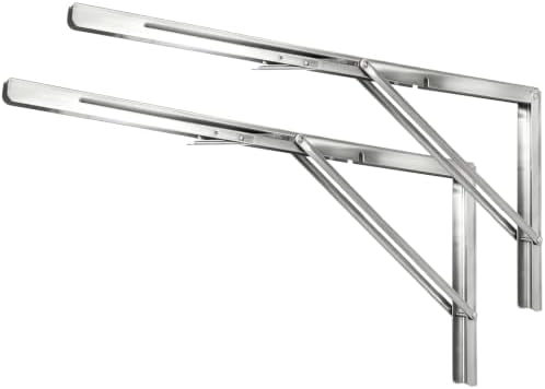 20 Inch Folding Shelf Brackets, 2 Pack Stainless Steel Heavy Duty L Bracket by ANDICEQY