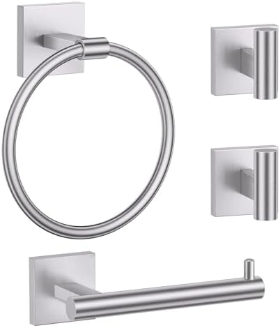 Towel Ring Set 4 Piece Bathroom Hardware Set Includes Towel Ring 2 Towel Hooks by LairuierBathroomHardwareSet