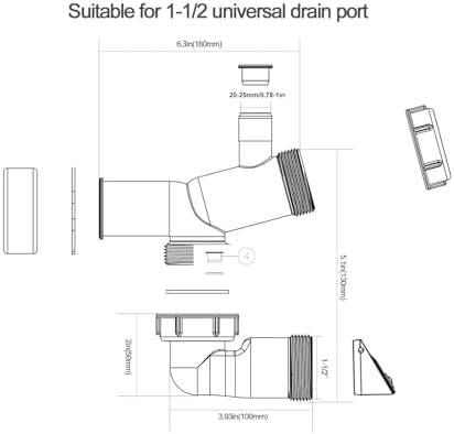 Garbage Disposal Drain Elbow Replacement Kit Includes 1.5" Trap, Universal - Image 3