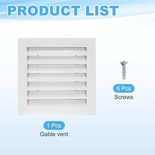 PATIKIL 14 x 14 Inch Gable Vent, 12 x 12 Inch Duct Opening Size - Image 3