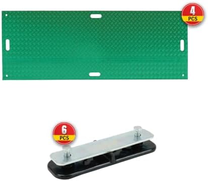 4 Pack 3' x 8' Green Ground Protection Mats w/Double Sided Diamond Plated Tread - Image 2