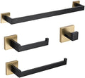 TURS 4-Piece Bathroom Hardware Set Black and Brushed Gold Towel Bar Holder Set by TURS