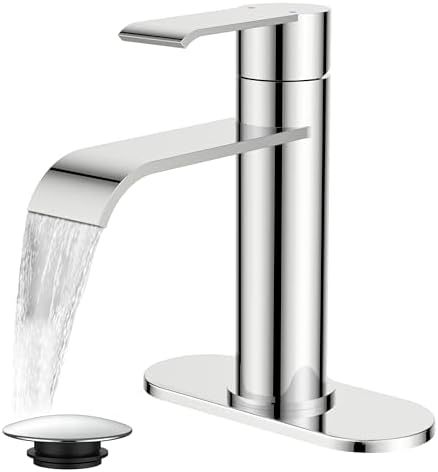 FORIOUS Waterfall Bathroom Faucet Single Hole Chrome by FORIOUS
